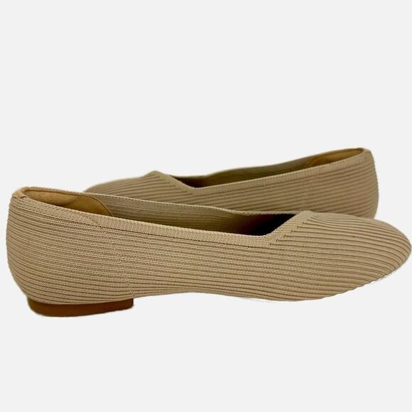 Arromic Ribbed Square Toe Ballet Flats - Taupe Tan - Picture 1 of 7